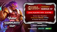 Live Streaming Vidio Community Cup Season 9 Mobile Legends Series 17 di Vidio, Jumat 16 Juli 2021. (Sumber : dok. vidio.com)