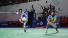 Asa Pramudya Kusumawardana/Yeremia Erich Yoche Yacob Rambitan untuk bermain di semifinal Indonesia Open 2022 resmi kandas. Yeremia (kiri) mengalami cedera saat pasangan Indonesia itu hanya butuh satu poin lagi untuk memenangkan pertandingan. (Bola.com/Bagaskara Lazuardi)