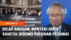 Puluhan pegawai Kementerian Pendidikan Tinggi Sains dan Teknologi menyampaikan aspirasi di lobi gedung kantor Kemendiktisaintek, Senayan, Jakarta Pusat. Para pegawai menolak sikap arogan dan perlakuan kasar dari Menteri Diktisaintek, Satryo Soemantri...