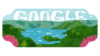Danau Toba Tampil Sebagai Google Doodle Hari Ini 31 Agustus 2023. (Doc: Google)