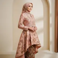 Gamis Batik Brokat Warna Rose Gold Ramadan 2026 (Image by Gemini AI)