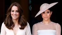 Kate Middleton dan Meghan Markle kembali kembar dalam balutan warna pink pucat. Mana yang jadi favorite kamu? (Getty Images/Cosmopolitan)