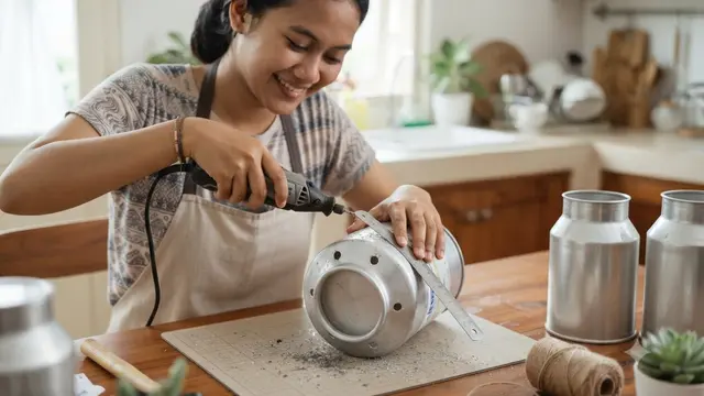 Pot Gantung dari Kaleng Susu Bekas