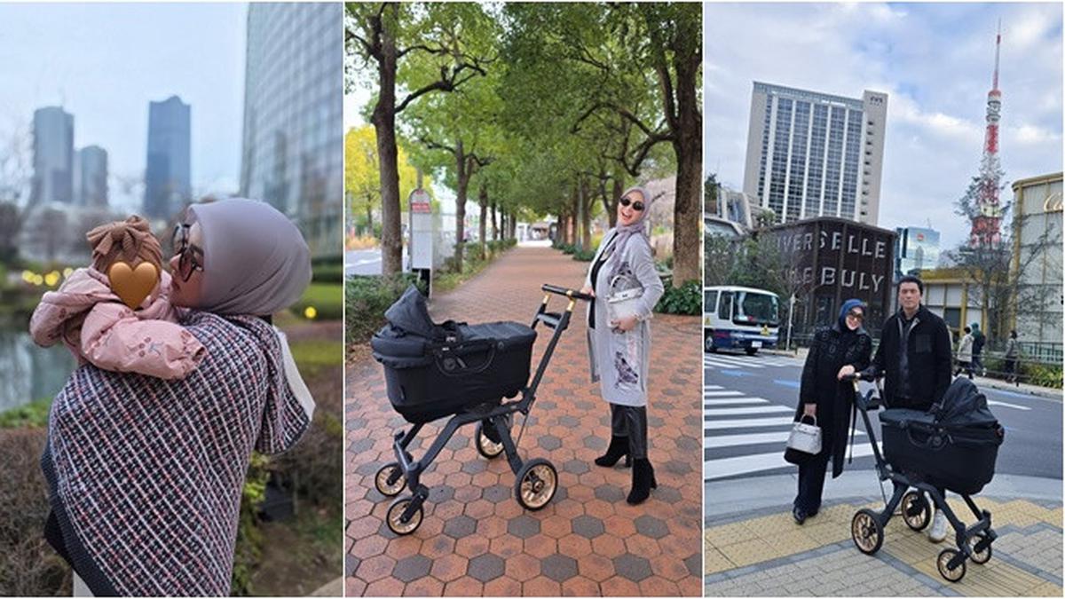 6 Potret Syahrini Ajak Buah Hati Jalan-Jalan di Jepang, Perdana Baby R Mudik