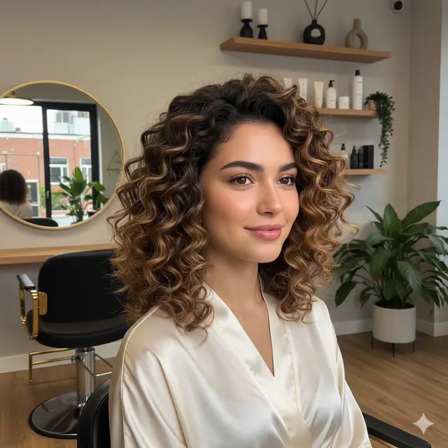 Gaya Rambut Keriting Medium Layer