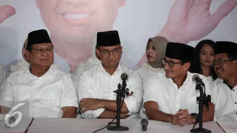 Anies - Sandi Unggul Sementara, Prabowo Sampaikan Terima Kasih ke Rakyat Jakarta