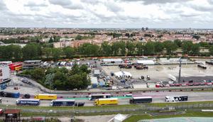 Suasana udara sirkuit Autodromo Enzo e Dino Ferrari, Kamis (18/5/2023) setelah banjir bandang melanda kota Emilia Romagna beberapa hari kemarin. (AFP/Stringer)