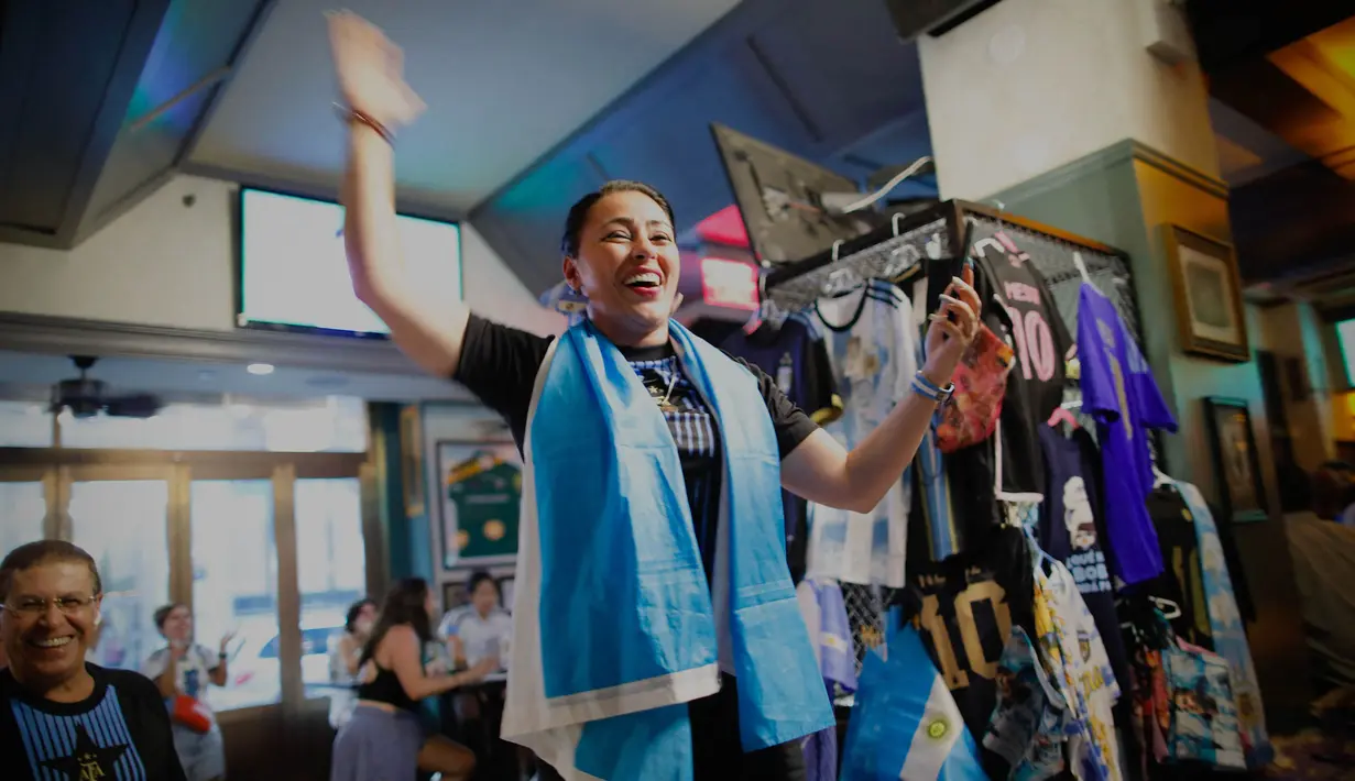 Lolosnya Argentina ke final Copa America 2024 disambut meriah oleh pendukungnya. (Kena Betancur/AFP)