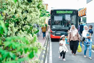 Bus TransJabodetabek SH2 (Blok M- Bandara Soekarno Hatta). (Antara)