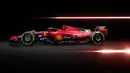 Tampak samping mobil baru Scuderia Ferrari SF-23 untuk Formula 1 2023 saat acara peluncuran di Maranello 14 Februari 2023. (AFP/Ferrari Press Office)