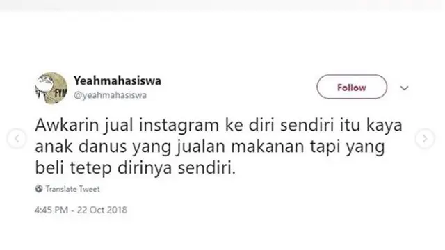 Cuitan kocak Awkarin (foto: @yeahmahasiswa)