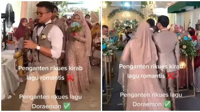 Viral Video Resepsi Pernikahan Ini Diiringi Lagu Doraemon, Bikin Netizen Heran
