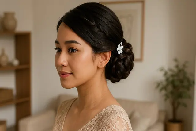 2. Sanggul Kepang Low Bun