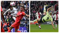 Pekan ke-30 Liga Inggris 2022/2023 yang digelar Sabtu (8/4/2023) diwarnai dua gol keren yang penuh makna bagi dua pemain sebagai pencetak gol. Bagi Son Heung-min dan Erling Haaland, gol keren yang mereka cetak sama-sama beraroma century alias berkelipatan seratus. Son Heung menjadi pemain asia pertama yang mencetak total 100 gol di Premier League, sementara gol kedua Erling Haaland menjadi gol ke-200 sepanjang karier profesionalnya di level klub dan timnas. (Kolase Foto AFP dan AP Photo)