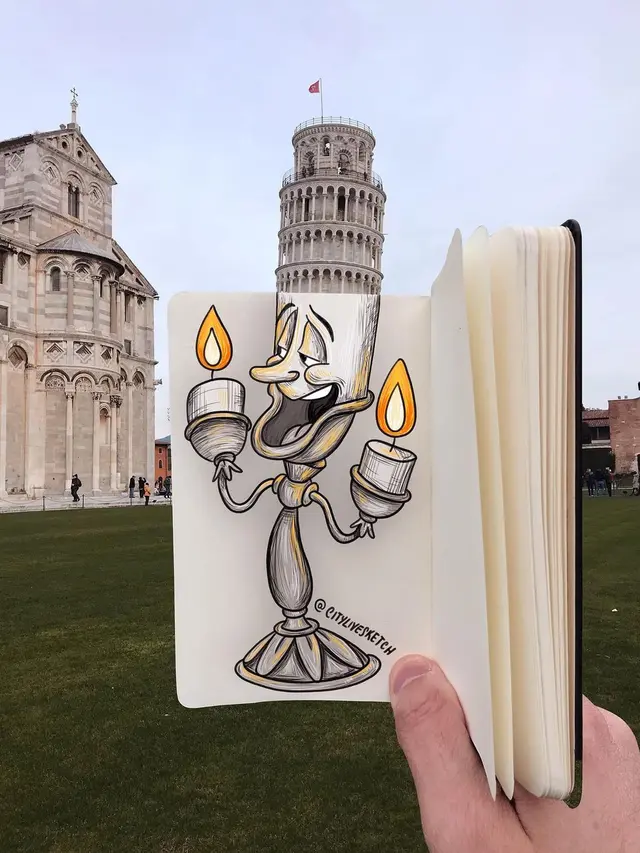 6 Kreasi Lukisan Tangan Digabung Menara Pisa Ini Hasilnya Bikin Takjub