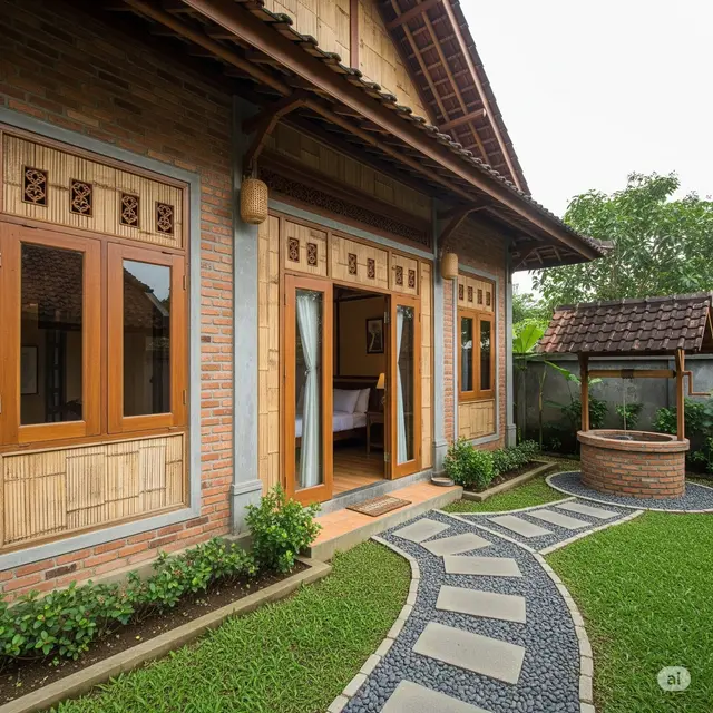 Desain L-Shape dengan Taman Depan
