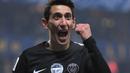 Selebrasi Paris Saint-Germain, Angel Di Maria usai membobol gawang Sochaux pada laga Piala Prancis di  Auguste Bonal stadium, Sochaux, (6/2/2018). PSG menang 4-1. (AFP/Patrick Hertzog)