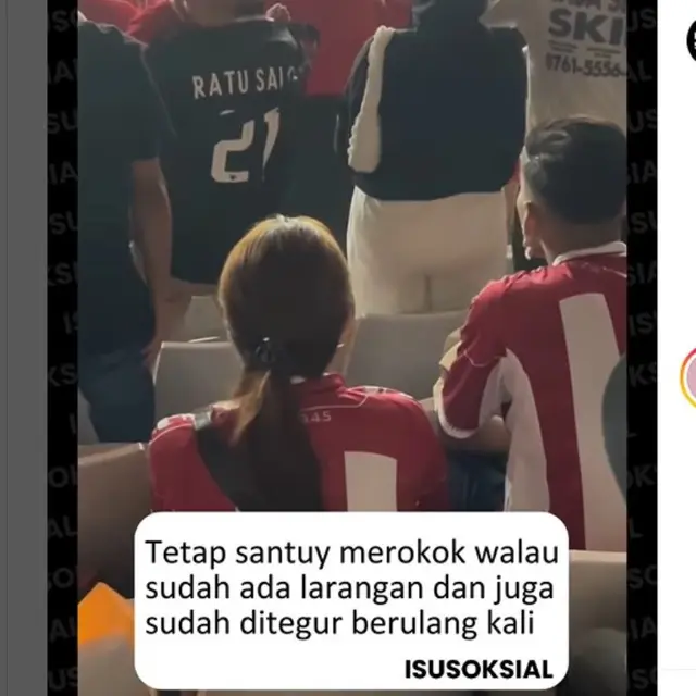Viral Penonton Merokok dan Duduk Dekat Anak Kecil Saat Laga Timnas Indonesua di GBK