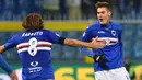 Striker Sampdoria, Patrik Schick, melakukan selebrasi usai mencetak gol ke gawang Torino pada laga lanjutan Serie A di Stadion Luigi Ferraris, Genoa, (04/12/2016). (EPA/Simone Arveda)