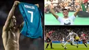 Cristiano Ronaldo mengakhirI kebersamaan sembilan tahun bersama Real Madrid. Berbagai momen indah dijalani CR 7 bersama Los Blancos, dirinya menjadi top scorer sepanjang masa dan juga meraih 15 trofi prestisius. (Kolase foto-foto dari AFP)