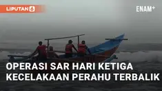 Proses pencarian korban kecelakaan perahu jukung di Pantai Congot masuk hari ketiga (08/01/2025). Perahu jukung bernama Gerbang Segoro terbalik dengan 2 orang POB (Person On Board)