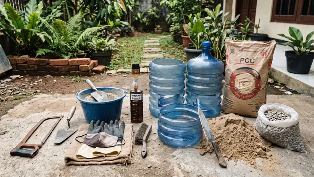 Cara Membuat Cetakan Batu Pijakan Taman dari Galon Bekas