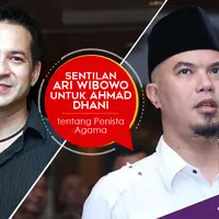 Sentilan Ari Wibowo untuk Ahmad Dhani tentang Penista Agama. (Desain: Nurman Abdul Hakim/Bintang.com)