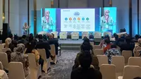 Sekretaris Daerah Kalimantan Timur, Sri Wahyuni saat menjadi keynote speaker di acara Digital Transformation Indonesia Conference Expo 2023 di JI EXPO, Jakarta, Kamis (27/7/2023).