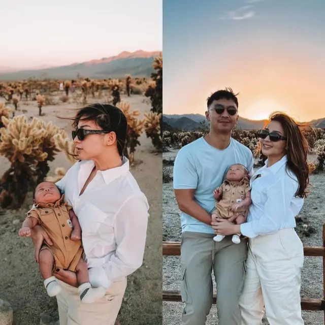 7 Gaya Nikita Willy Ajak Baby Izz Wisata ke Gurun, Simpel Tapi Tetap Stylish