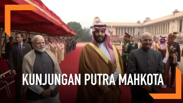 Putra Mahkota Arab Saudi Mohammed bin Salman tiba di India, disambut Presiden dan Perdana Menteri India dalam upacara kenegaraan.