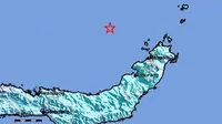Gempa Magnitudo 6,2 mengguncang wilayah laut Manado, Sulut, Kamis pagi (16/11/2023), pukul 06.26.17 WIB. (Liputan6.com/ BMKG)
