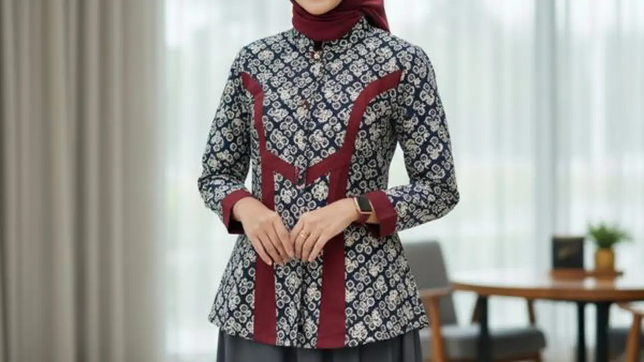 Atasan batik model peplum dipadukan dengan rok span sederhana/Gemini AI
