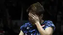 Ganda putri Indonesia, Apriyani Rahayu, tampak kecewa saat melawan ganda Jepang pada Indonesia Masters 2019 di Istora Senayan, Jakarta, Sabtu (26/1). Greysia / Apriyani gagal ke final. (Bola.com/Yoppy Renato)