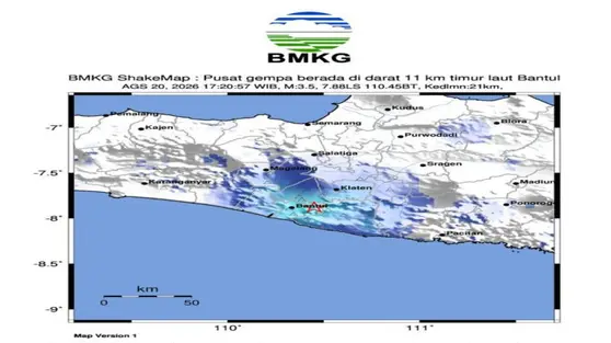 Gempa M3,5 Guncang Bantul Dipicu Aktivitas Sesar Opak