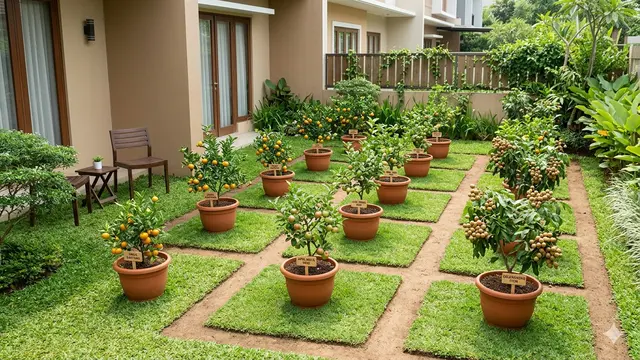 Inspirasi Desain Kebun Kecil dengan Tabulampot Buah Estetik. Gemini