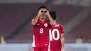 Pemain Timnas Indonesia U-23, Muhammad Reyhan Hannan melakukan selebrasi setelah mencetak gol ke Brunei dalam laga Grup A Piala AFF U-23 2025 di Stadion Utama Gelora Bung Karno (SUGBK), Senayan, Jakarta, Selasa (15/07/2025). (Bola.com/Abdul Aziz)