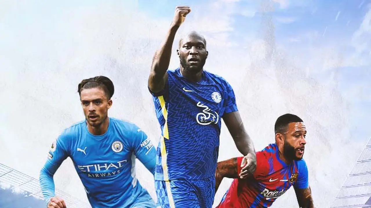 Ilustrasi - Jack Grealish, Romelu Lukaku, Memphis Depay