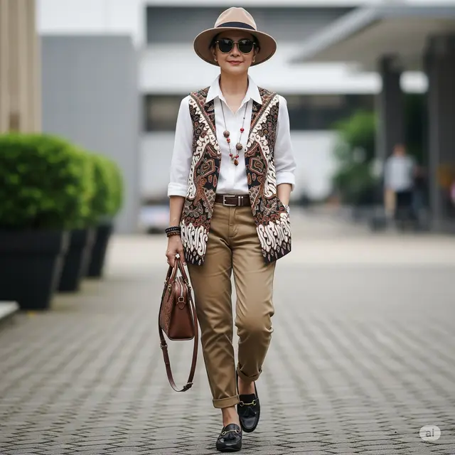Model Baju Batik untuk Usia 50-an. Foto: Gemini
