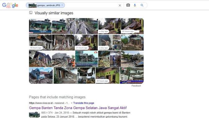 Cek Fakta Liputan6.com menelusuri klaim foto masjid roboh akibat gempa Banten 14 Januari 2022
