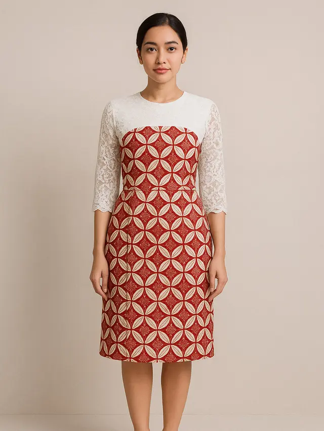 Dress Batik Kombinasi Brokat Tema Hari Kemerdekaan