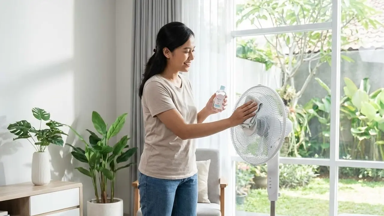 Mengurangi debu kipas angin dengan mengoleskan baby oil (Gemini AI)
