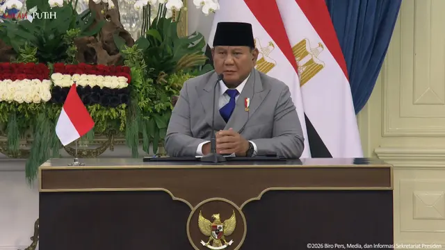 Presiden Prabowo dalam pertemuan bilateral bersama Presiden Republik Arab Mesir, Abdel Fattah El-Sisi, di Istana Merdeka. (Istimewa)