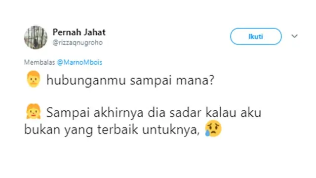 Cuitan kocak (Sumber: Twitter/@rizzaqnugroho)