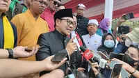 Ketua Umum Partai Kebangkitan Bangsa (PKB) sekaligus bakal calon wakil presiden (bacawapres) Muhaimin Iskandar alias Cak Imin. (Liputan6.com/Winda Nelfira)