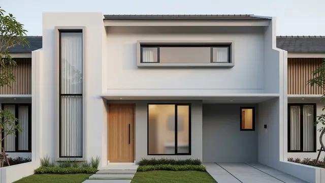 Rumah Tipe 45 Minimalis dengan Jendela Tinggi