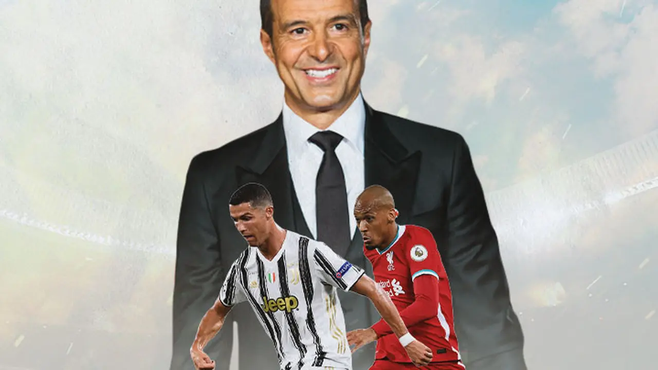 Ilustrasi - Jorge Mendes, Cristiano Ronaldo dan Fabinho