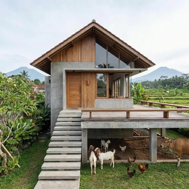 Model Rumah dengan Teras Tinggi (Split Level) (Gemini AI)