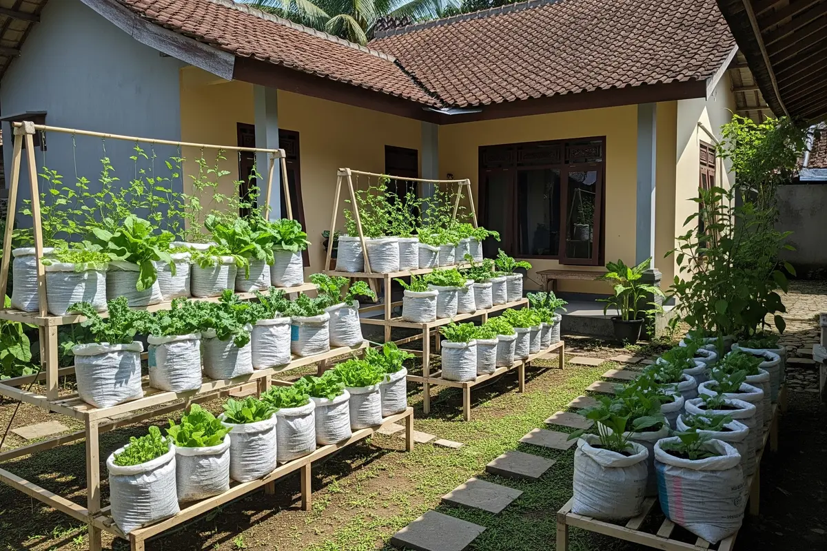 9 Ide Kebun Sayur Sederhana di Samping Rumah Pakai Karung Beras, Praktis dan Hemat Lahan