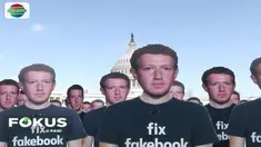 Puluhan orang menggelar aksi unjuk rasa di depan gedung Capitol Hill Washington DC, Amerika Serikat, terkait bocornya jutaan data pengguna ke firma konsultan Cambridge Analytica.