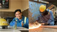 Tengku Firmansyah perlihatkan dirinya sedang bekerja sebagai tukang besi di Kanada. (sumber: Instagram/tengku_firmansyah)